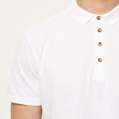 White textured polo shirt